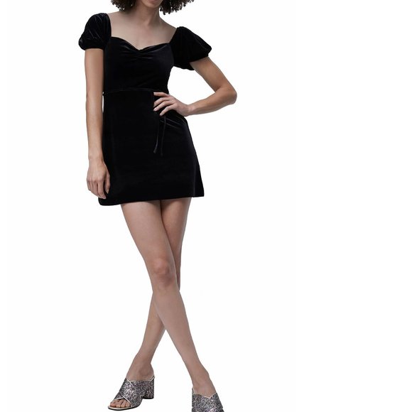 🎁 FRENCH CONNECTION Yule Velvet Tie Waist Minidress - Picture 1 of 4